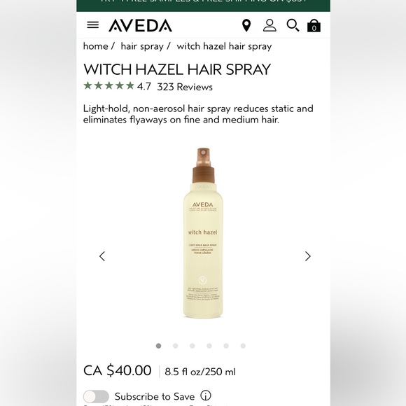 AVEDA Witch Hazel Light Hold Hair Spray 250ml - Picture 5 of 5